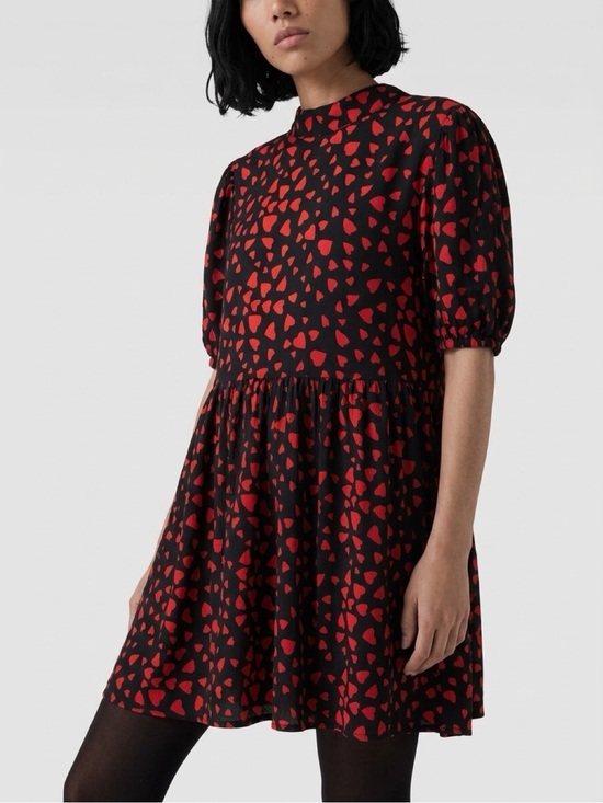 SHEIN Dresses & Skirts - SHEIN COLLARD SHORT SLEEVE BLOUSON DRESS RED/BLK SZ XL